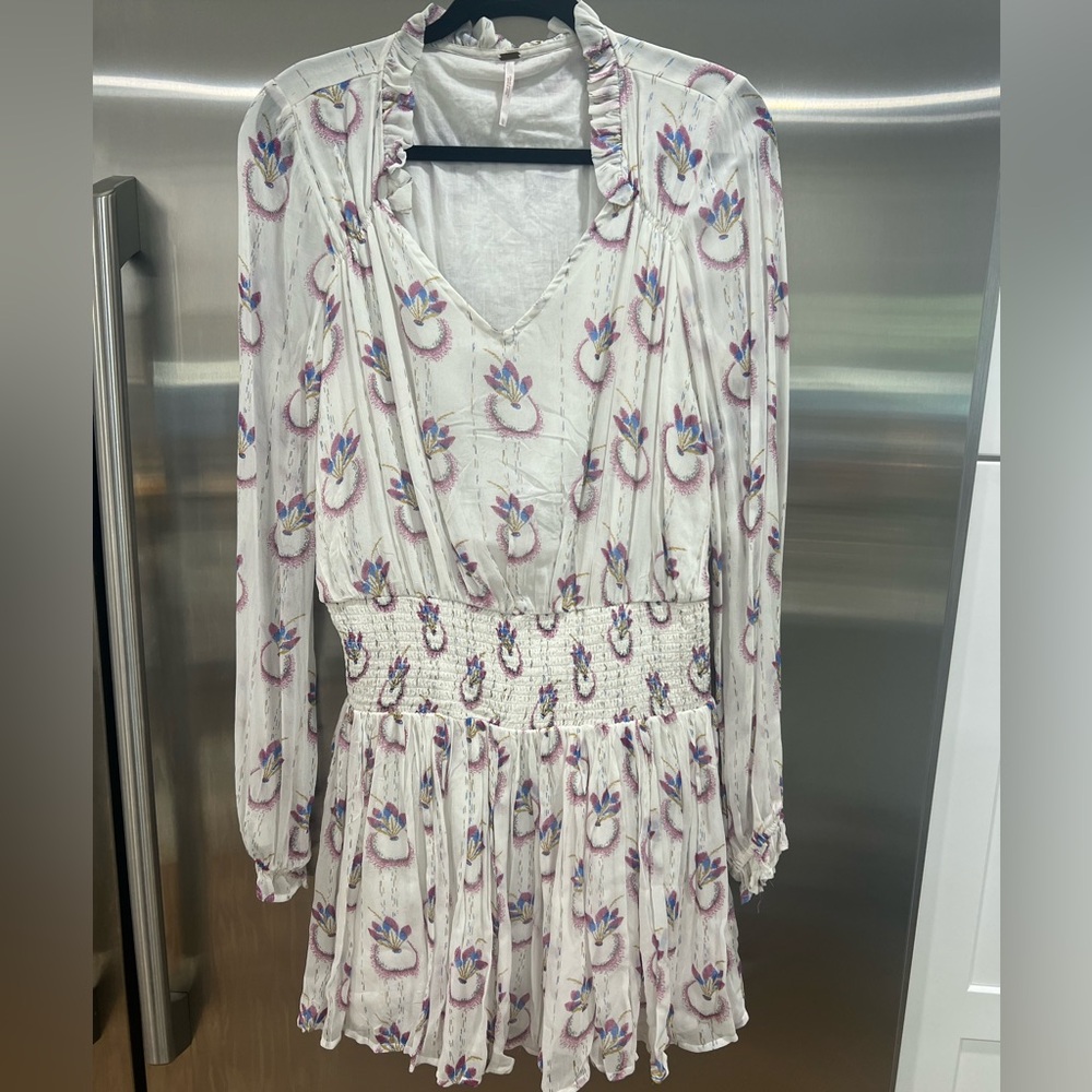 Free People Mini Smocked drop waist dress Size Large Worn Once